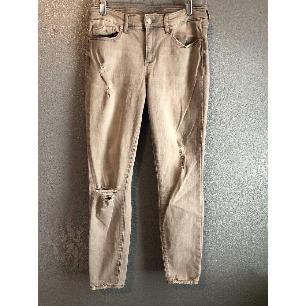 SOFIA By Sofia Vergara Womens Jeans 8 Grey Gray Skinny Ankle Distressed Stretch